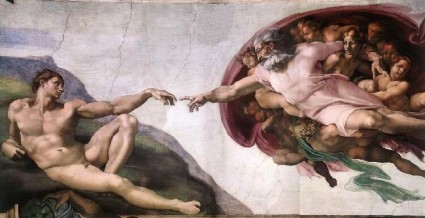 Dios crea a Adán (Capilla Sixtina) por Miguel Ángel Buonarroti